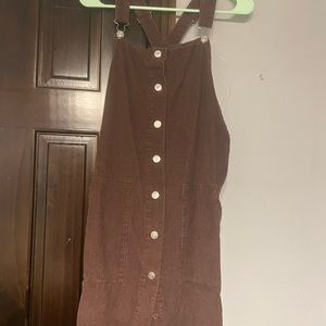 brown overall dress